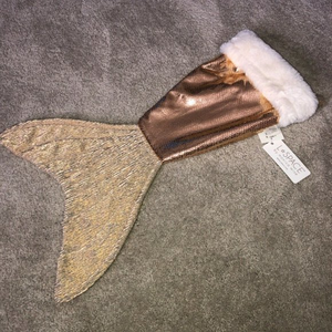 L * Space By Monica Wise Gold Sparkle Mermaid Tail Christmas Stocking New